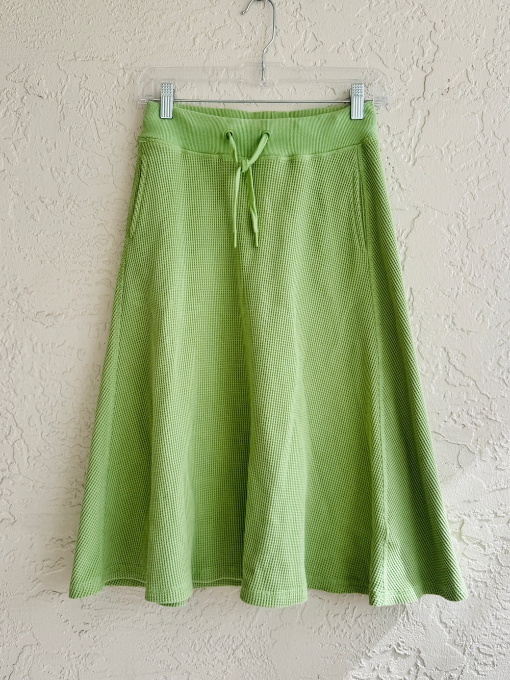 Light Green Knit A-Line Drawstring Skirt